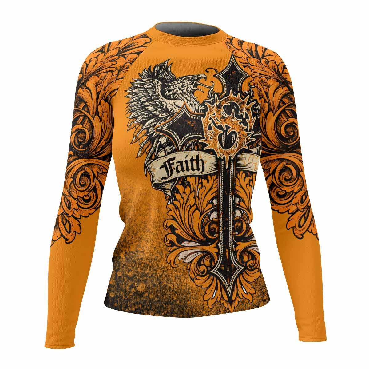 Faith Over Fear Crown Cross Rash Guard