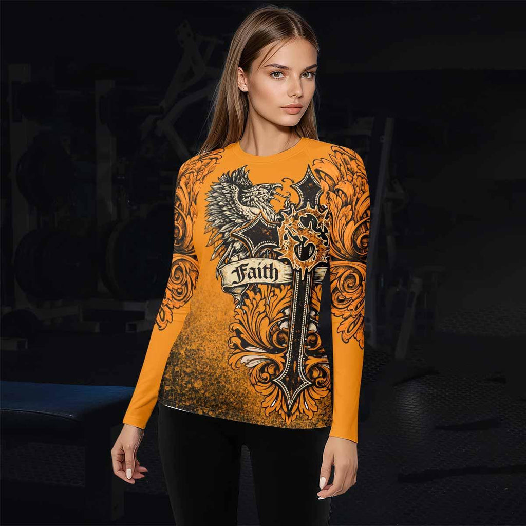 Faith Over Fear Crown Cross Rash Guard