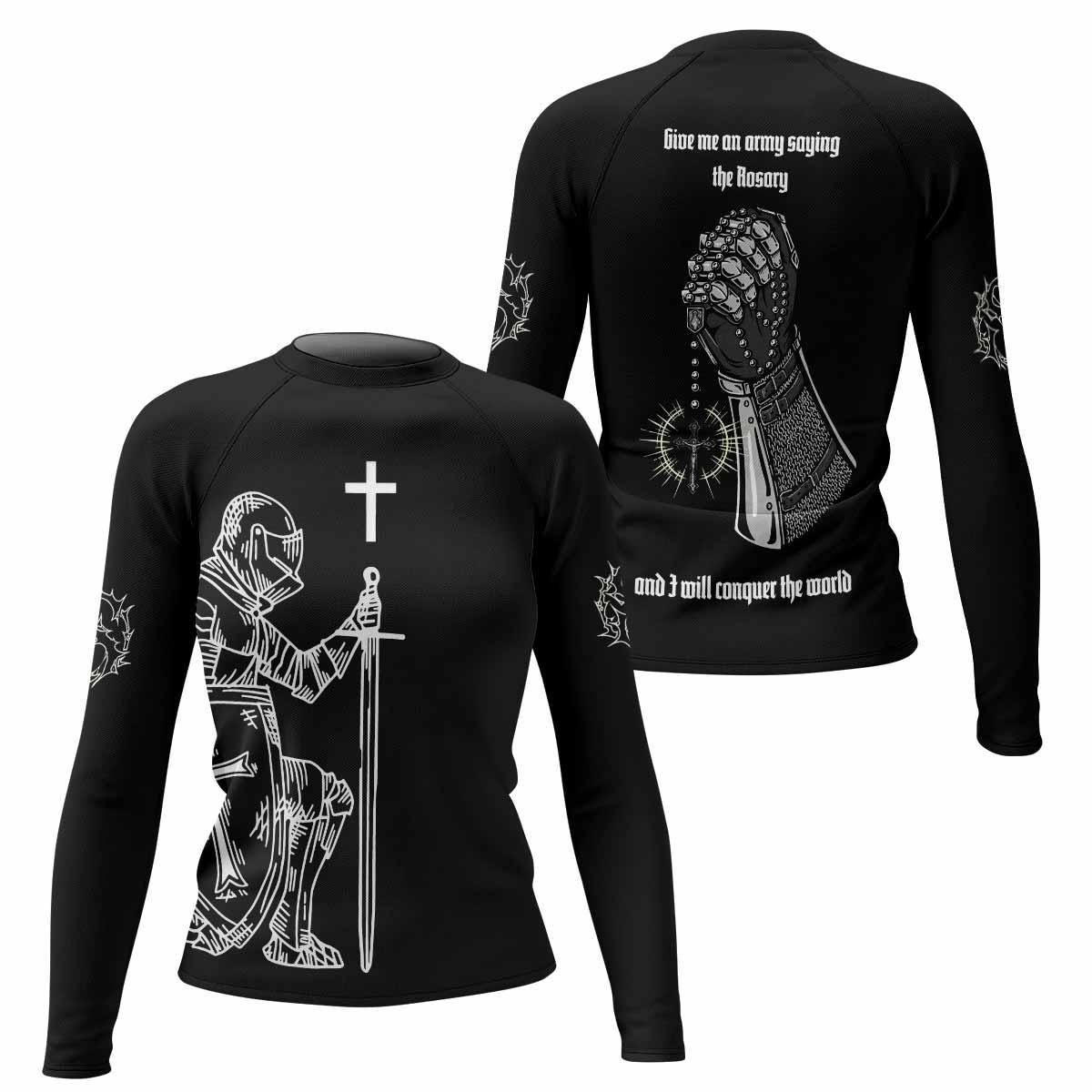 Give Me an Army Rosary Rash Guard