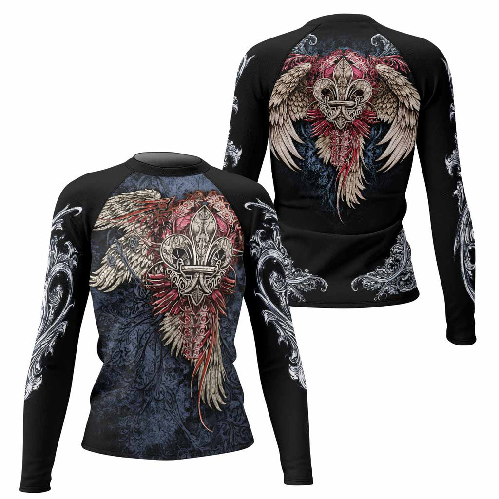 Metallic Embossed Angel Rash Guard