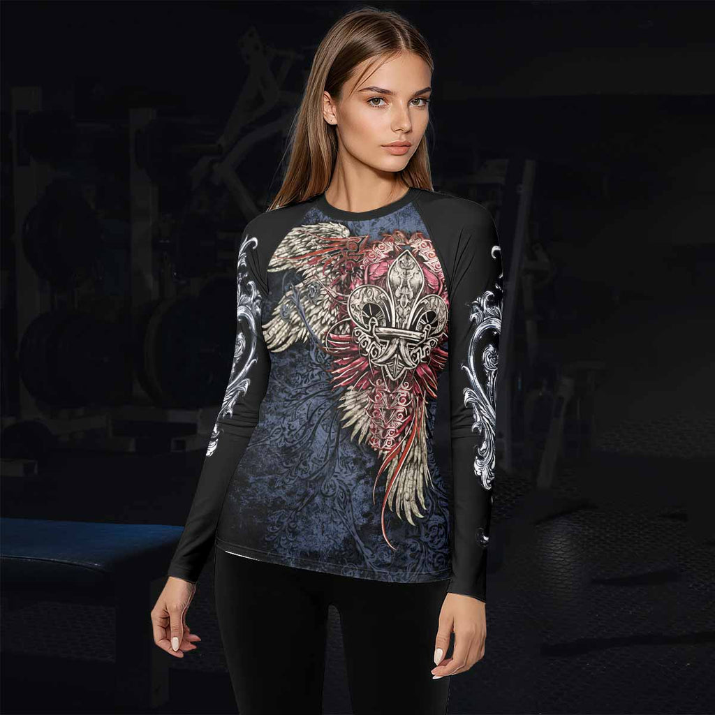 Metallic Embossed Angel Rash Guard