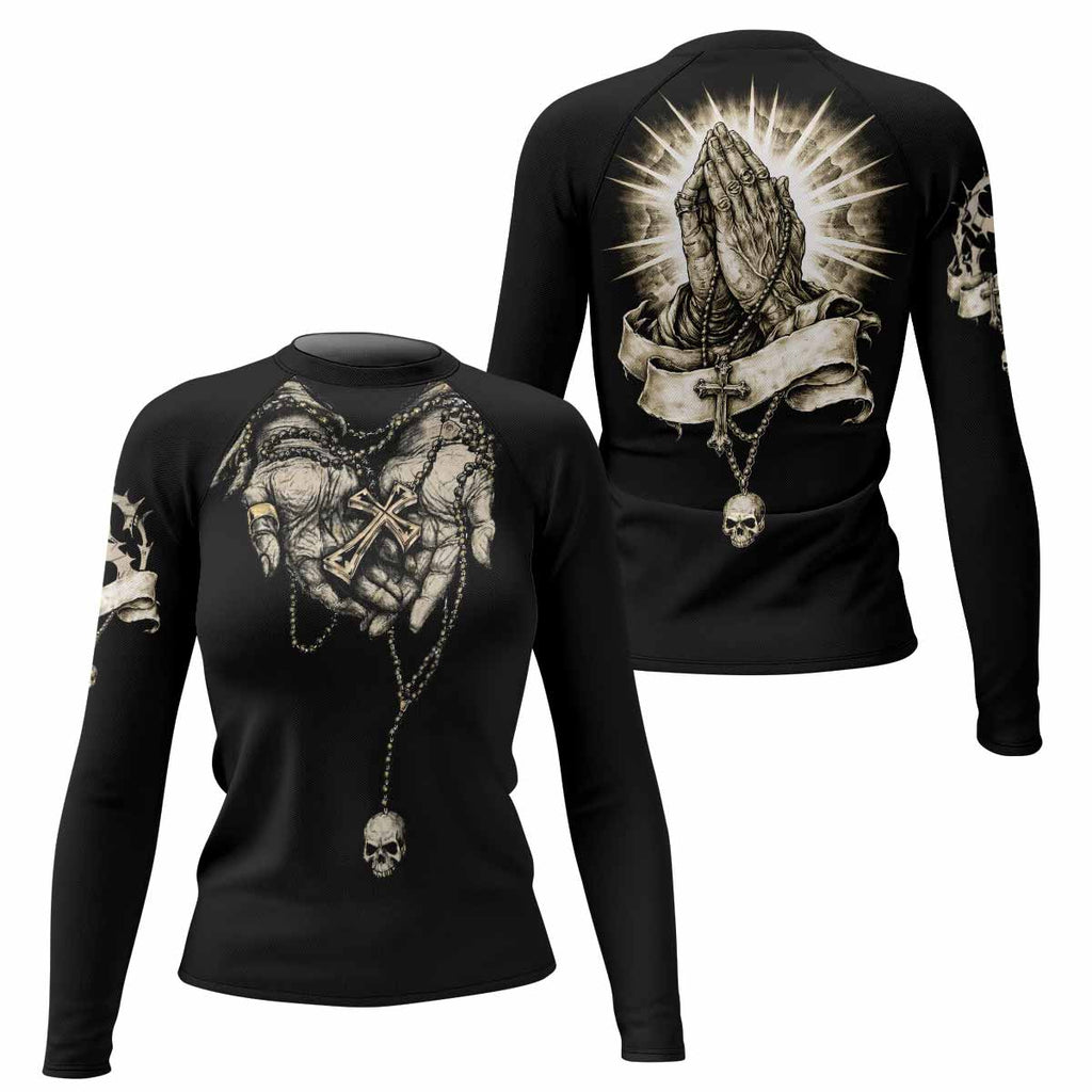 Praying Hands Skull Rash Guard