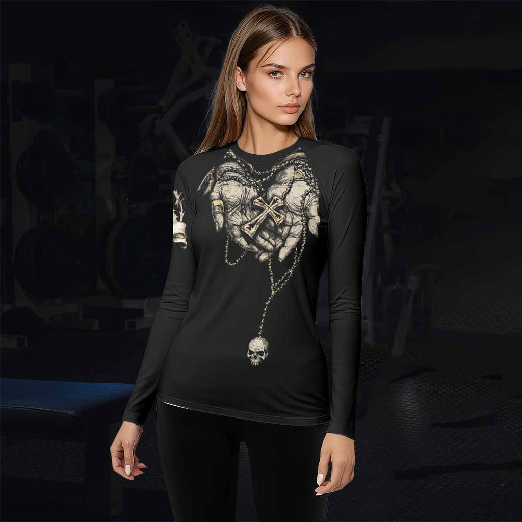 Praying Hands Skull Rash Guard