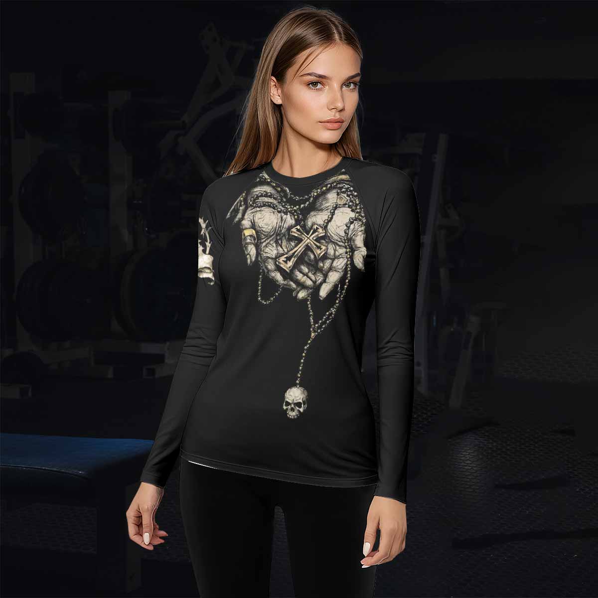 Praying Hands Skull Rash Guard