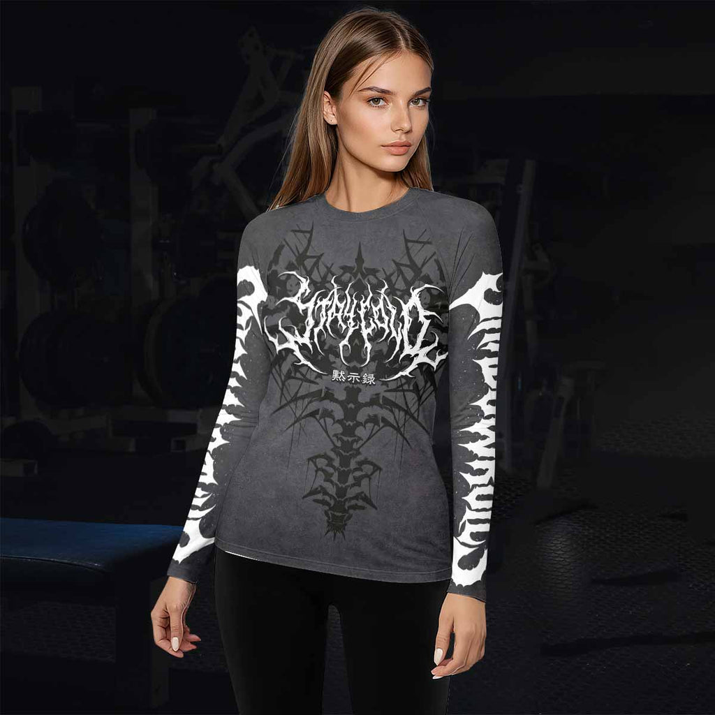 Black Metal Gothic Spine Rash Guard