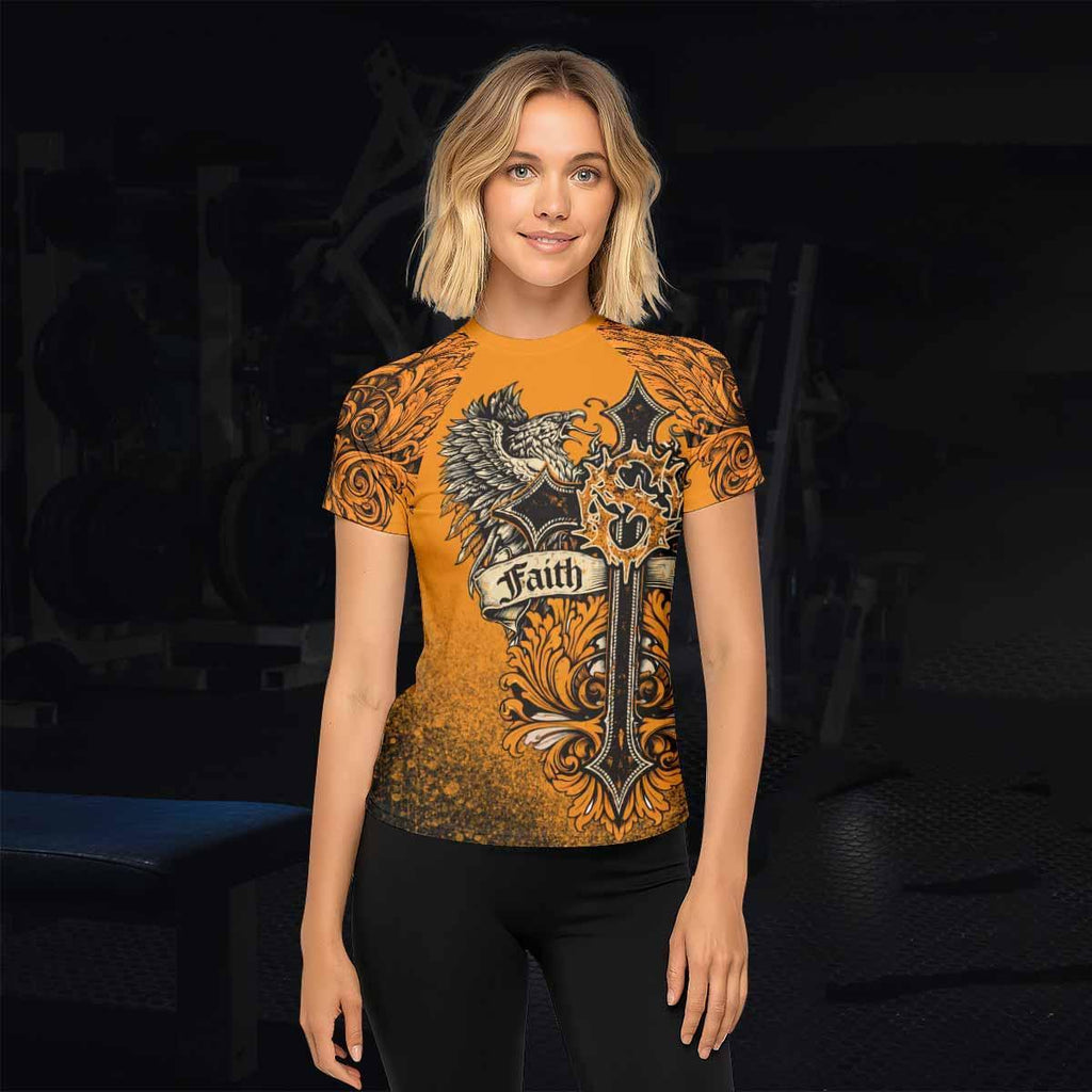 Faith Over Fear Crown Cross Rash Guard