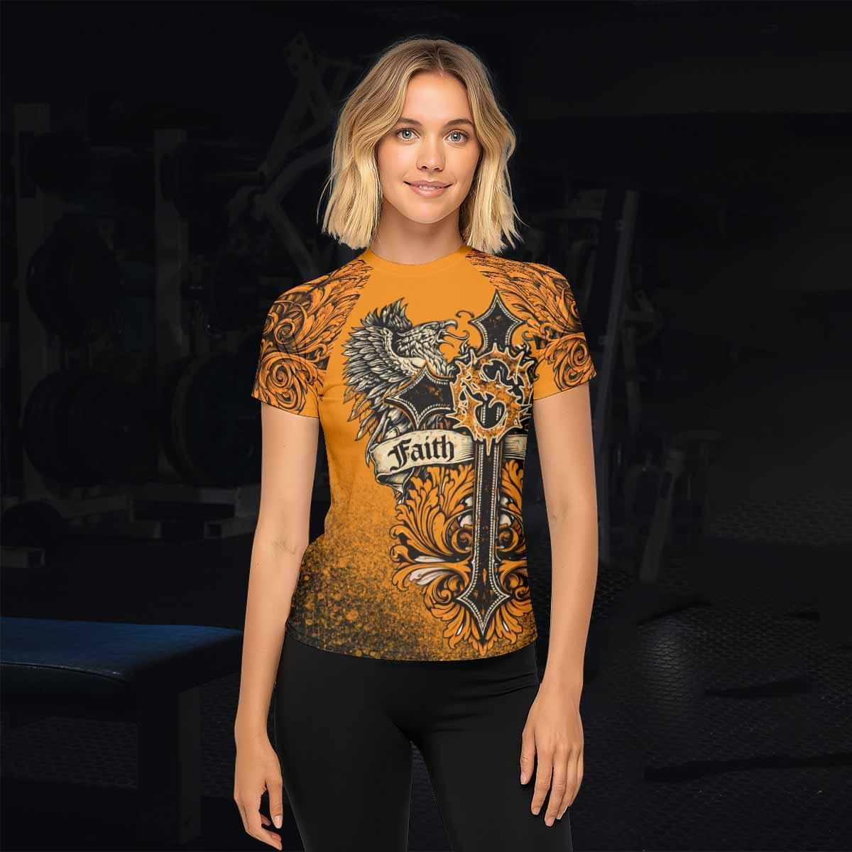 Faith Over Fear Crown Cross Rash Guard
