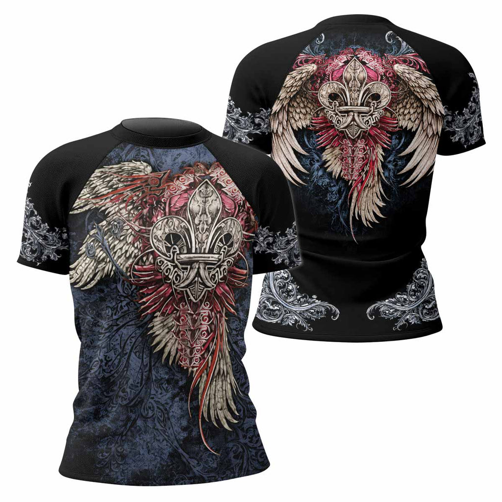 Metallic Embossed Angel Rash Guard