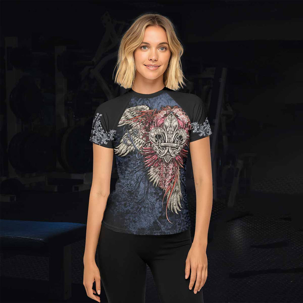 Metallic Embossed Angel Rash Guard