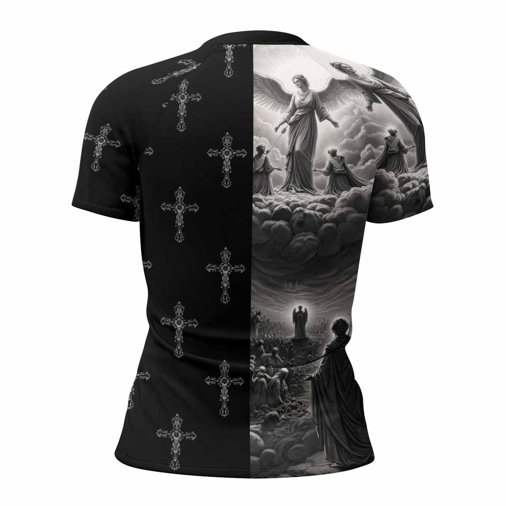 Jesus Saves Angel Ascension Rash Guard