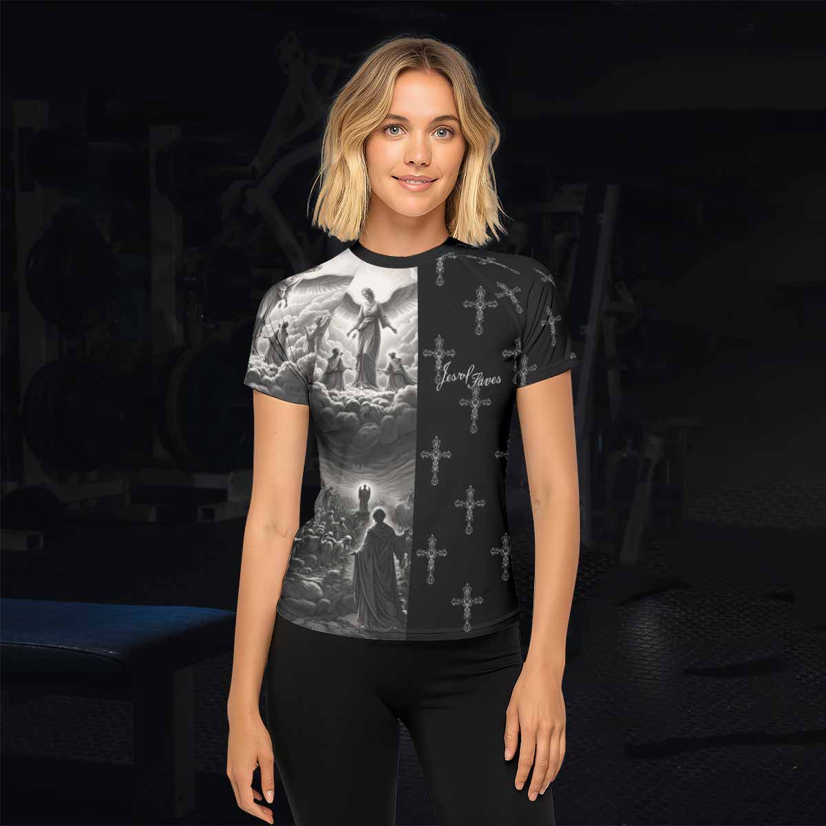 Jesus Saves Angel Ascension Rash Guard