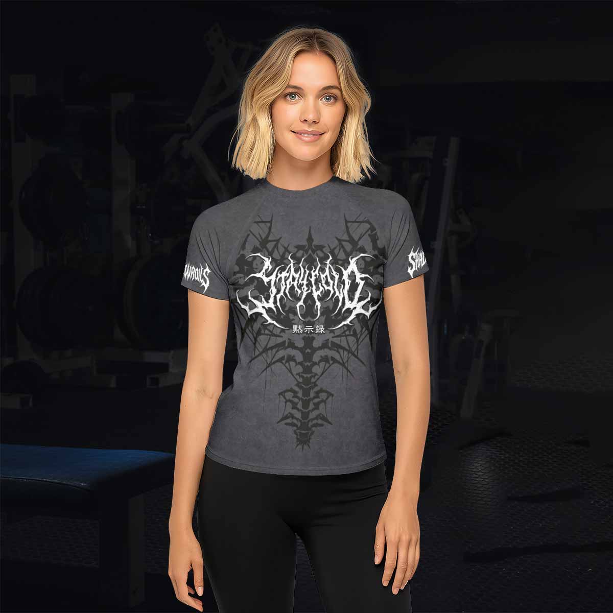 Black Metal Gothic Spine Rash Guard