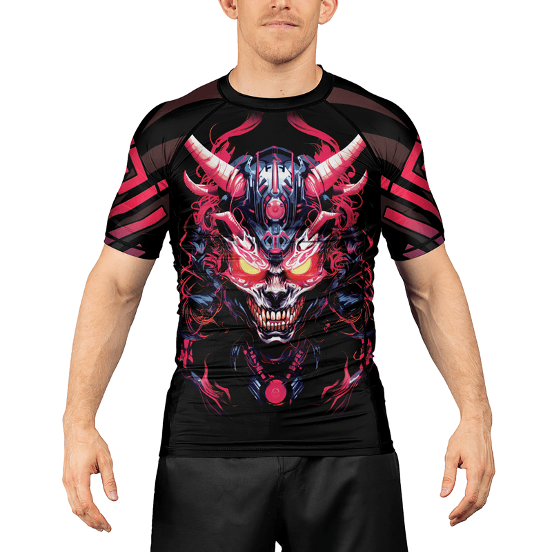 Rashninja Embracing Cyber Oni Men's Short Sleeve Rash Guard