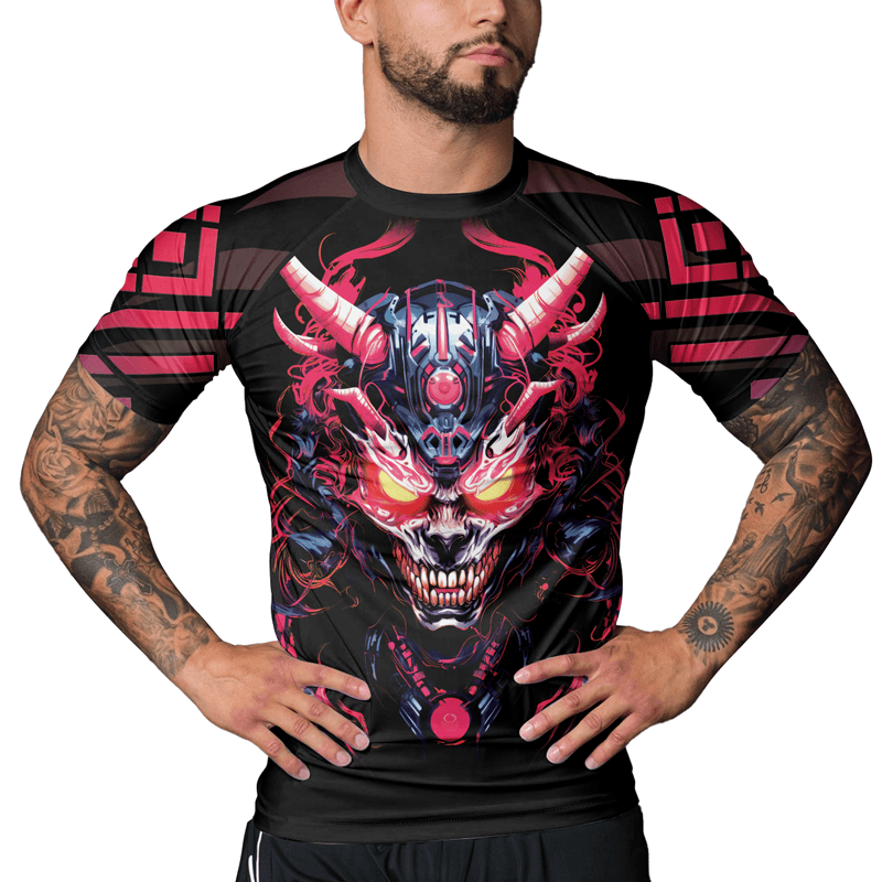Rashninja Embracing Cyber Oni Men's Short Sleeve Rash Guard