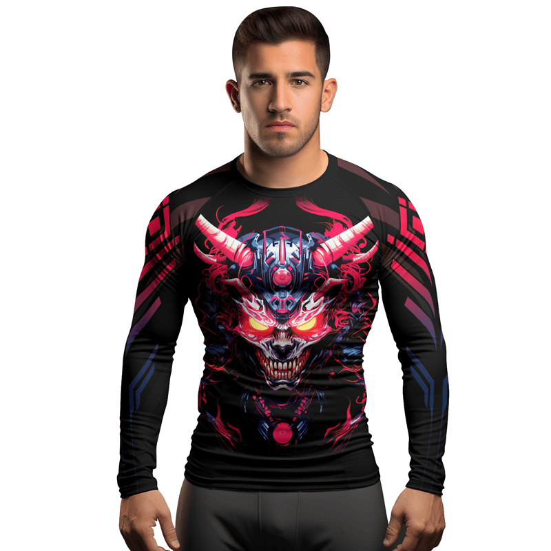 Rashninja Embracing Cyber Oni Men's Long Sleeve Rash Guard