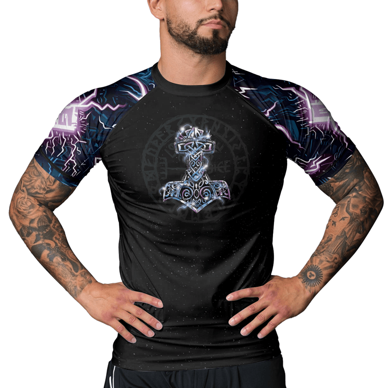 Rashninja Thor and Mjolnir Men's Short Sleeve Rash Guard
