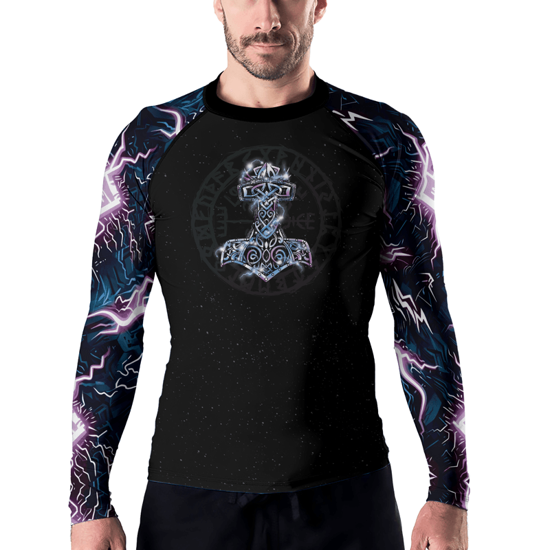 Rashninja Thor and Mjolnir Men's Long Sleeve Rash Guard