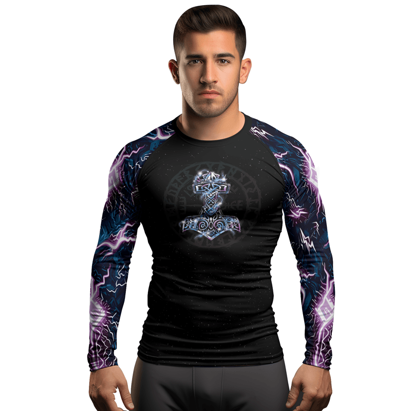 Rashninja Thor and Mjolnir Men's Long Sleeve Rash Guard