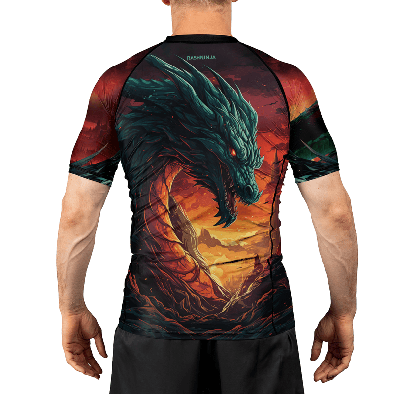 Rashninja Wielder of Flames Dragon Men's Short Sleeve Rash Guard