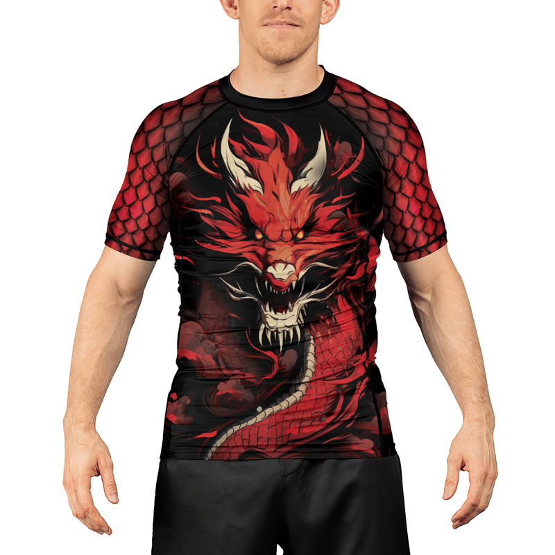 Rashninja Legendary Fire Dragon Men's Short Sleeve Rash Guard