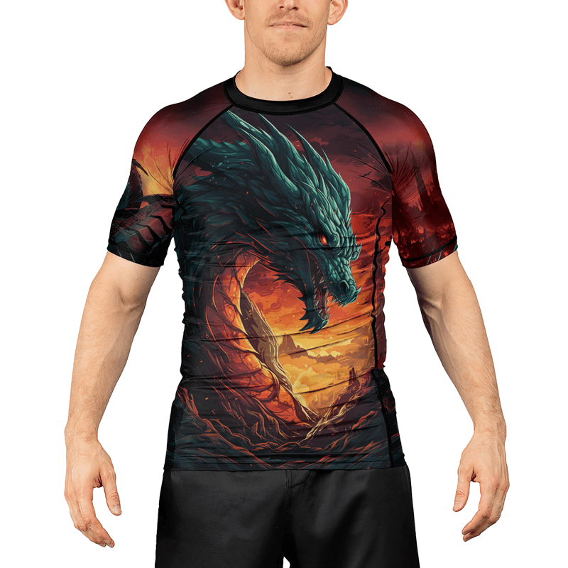 Rashninja Wielder of Flames Dragon Men's Short Sleeve Rash Guard
