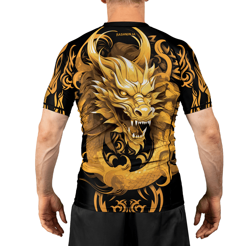 Rashninja Golden Dragon Men's Short Sleeve Rash Guard