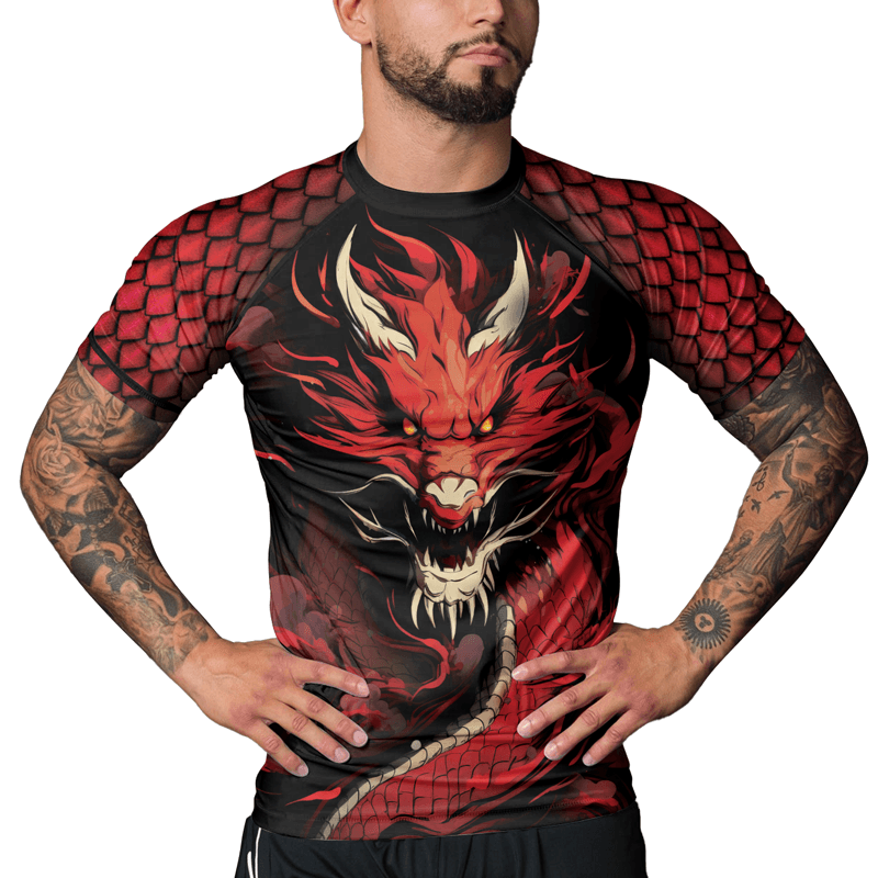 Rashninja Legendary Fire Dragon Men's Short Sleeve Rash Guard
