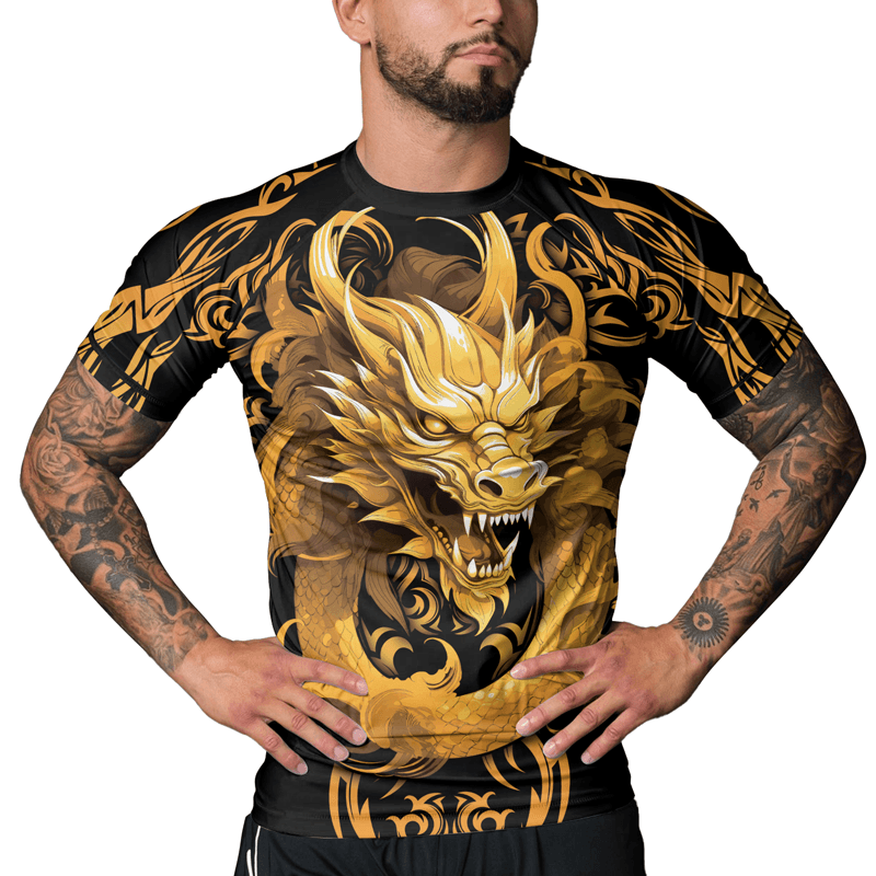 Rashninja Golden Dragon Men's Short Sleeve Rash Guard