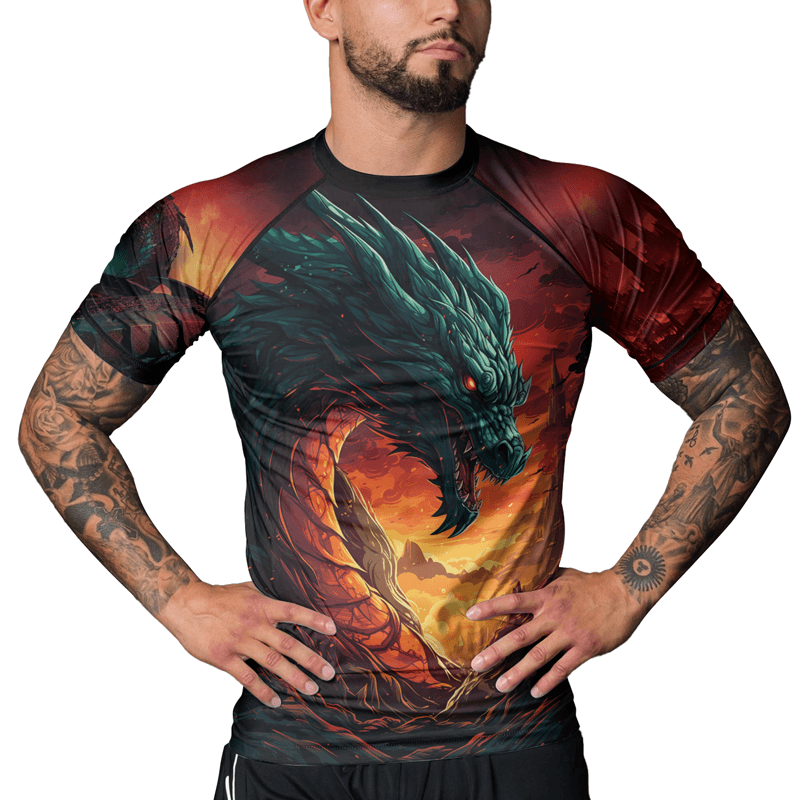 Rashninja Wielder of Flames Dragon Men's Short Sleeve Rash Guard