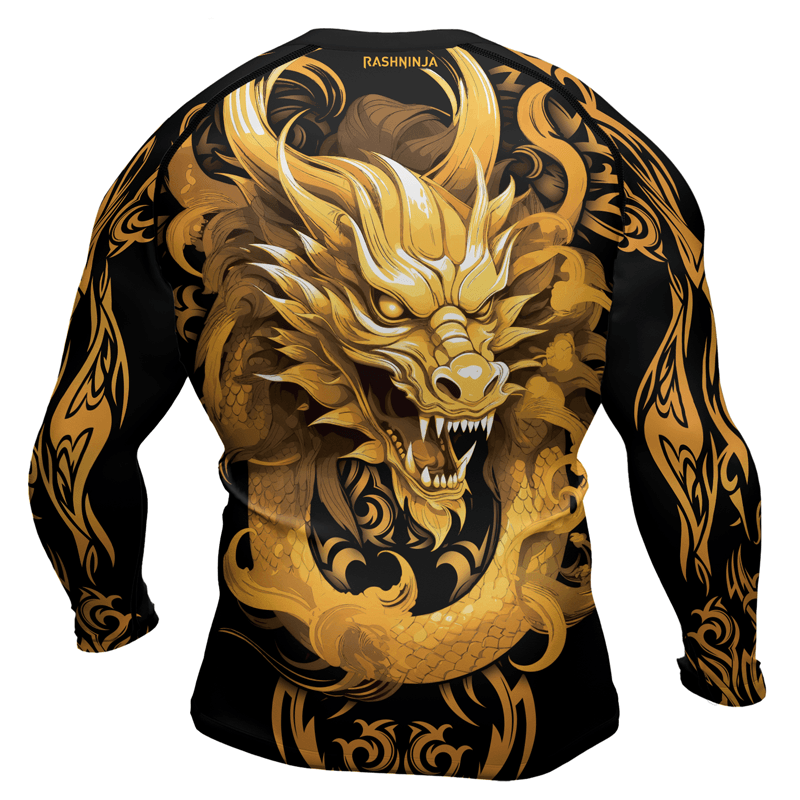 Rashninja Golden Dragon Majesty Men's Long Sleeve Rash Guard