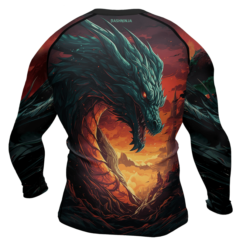 Rashninja Wielder of Flames Dragon Men's Long Sleeve Rash Guard