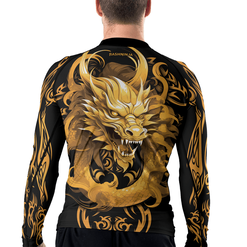Rashninja Golden Dragon Majesty Men's Long Sleeve Rash Guard