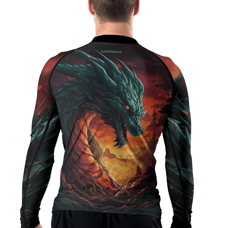 Rashninja Wielder of Flames Dragon Men's Long Sleeve Rash Guard
