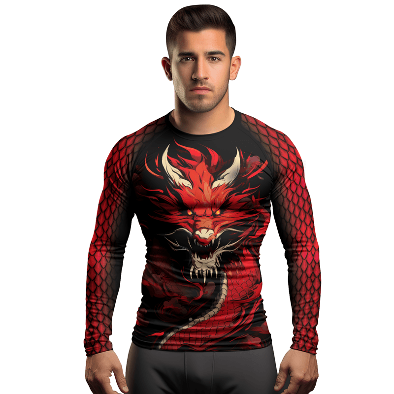 Rashninja Legendary Fire Dragon Men's Long Sleeve Rash Guard