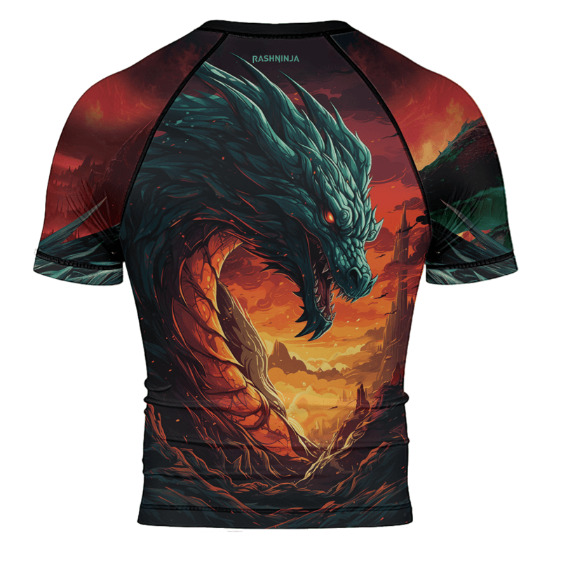 Rashninja Wielder of Flames Dragon Men's Short Sleeve Rash Guard