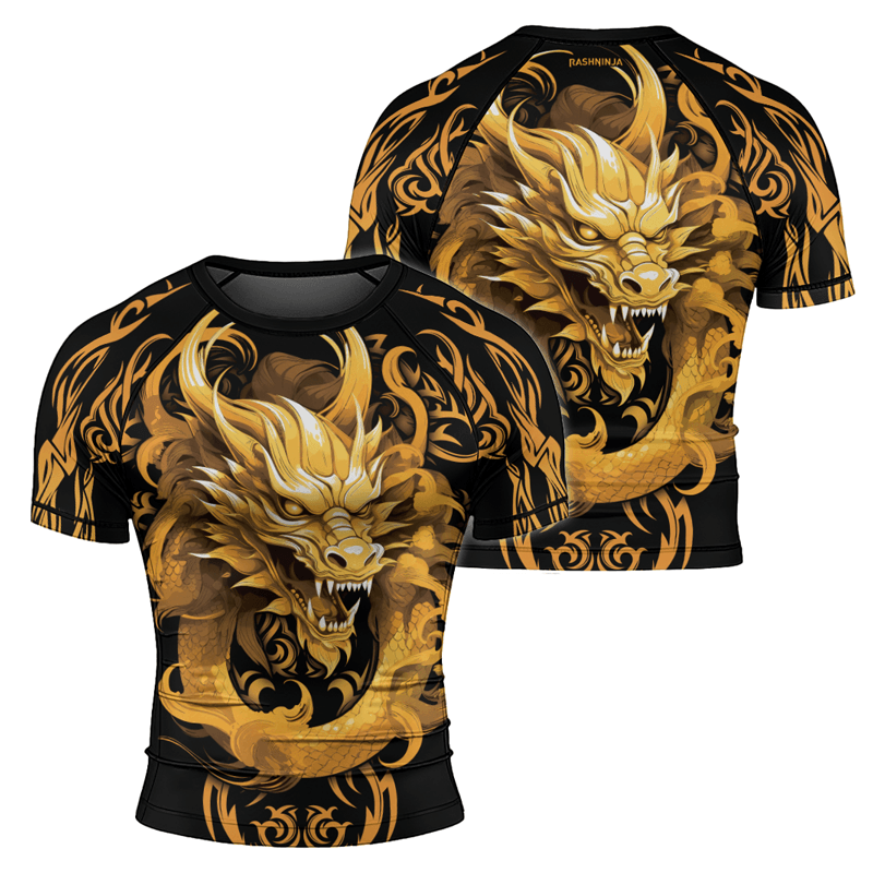 Rashninja Golden Dragon Men's Short Sleeve Rash Guard