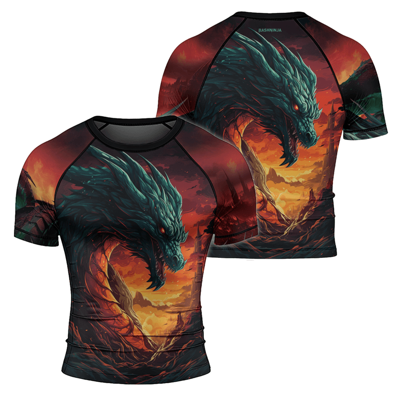 Rashninja Wielder of Flames Dragon Men's Short Sleeve Rash Guard