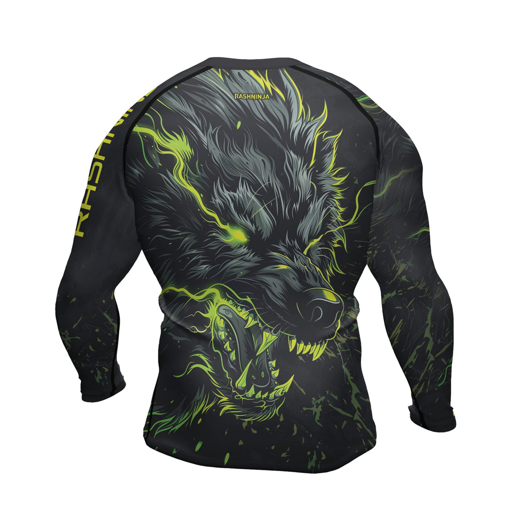 Rashninja Neon Snarling Wolf Men's Long Sleeve Rash Guard