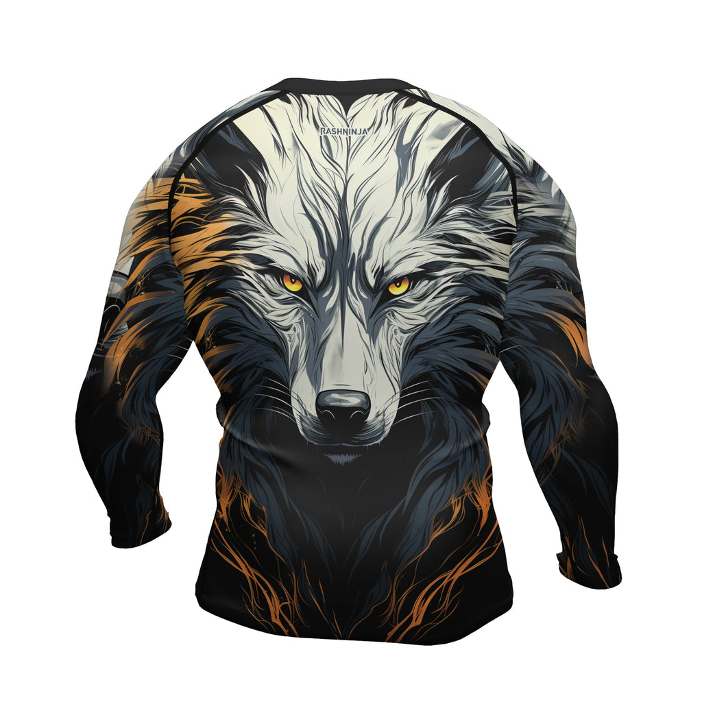 Rashninja White Alpha Wolf Men's Long Sleeve Rash Guard