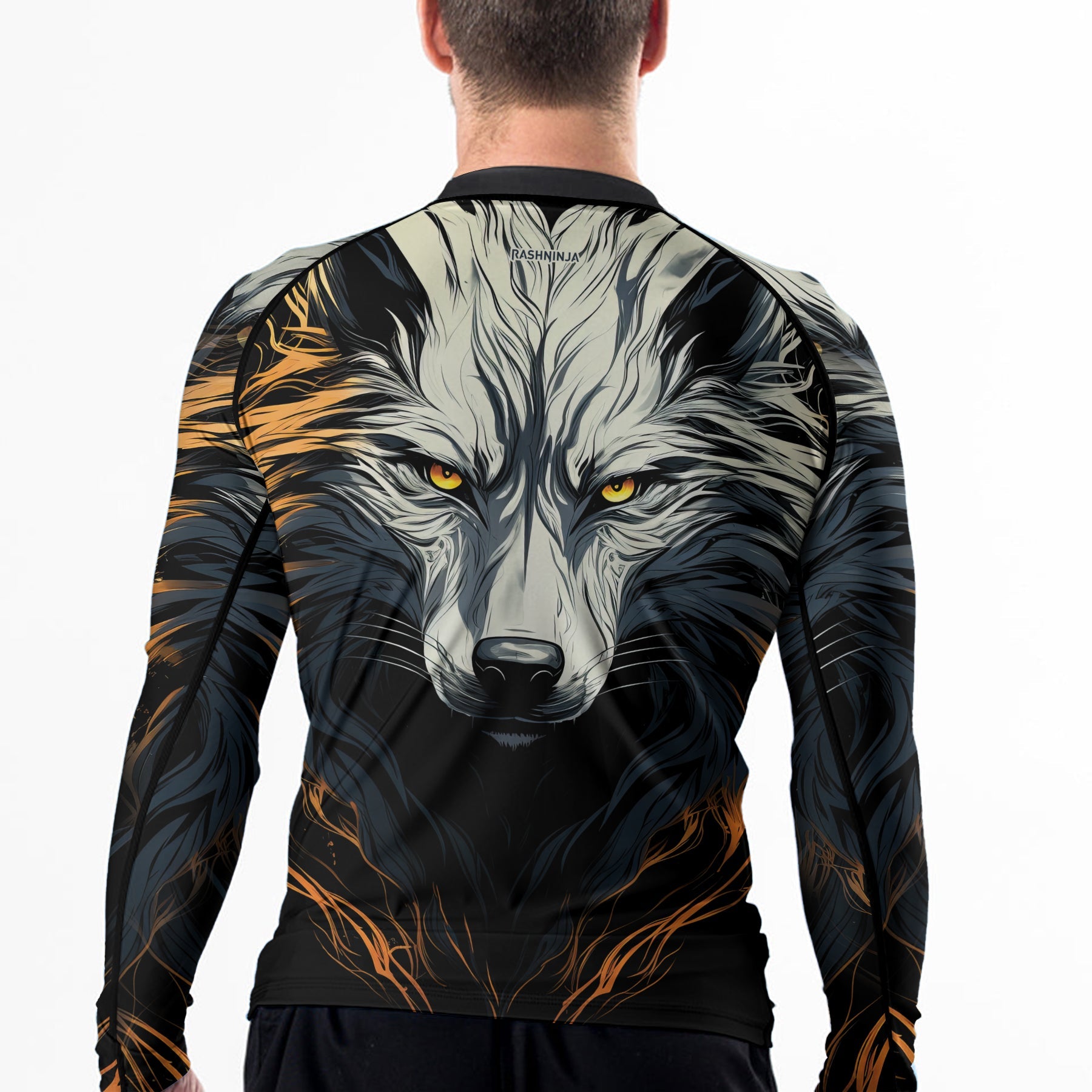 Rashninja White Alpha Wolf Men's Long Sleeve Rash Guard