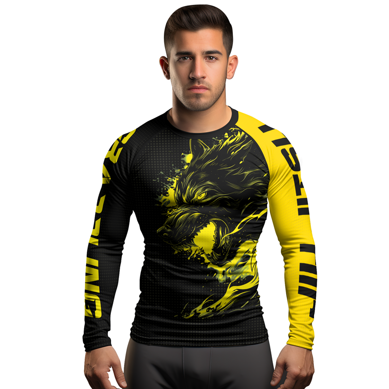 Rashninja Snarling Wolf Men's Long Sleeve Rash Guard