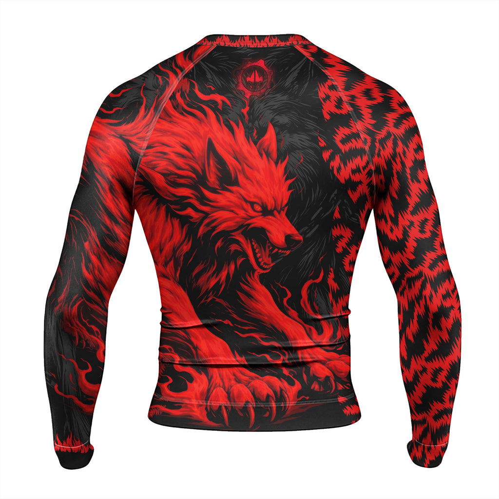 Red Wolf Men's Long Sleeve Rash Guard