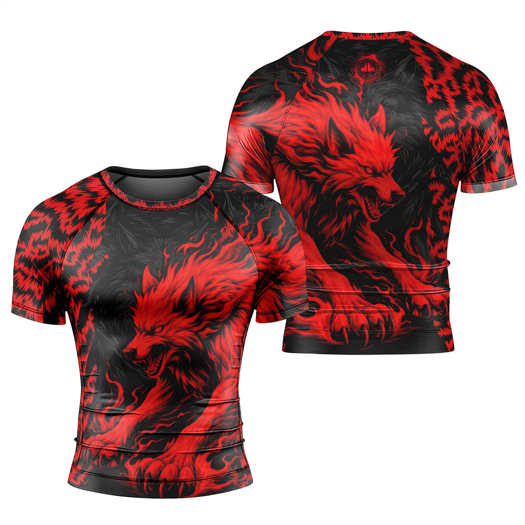 Red Wolf Men's Short Sleeve Rash Guard