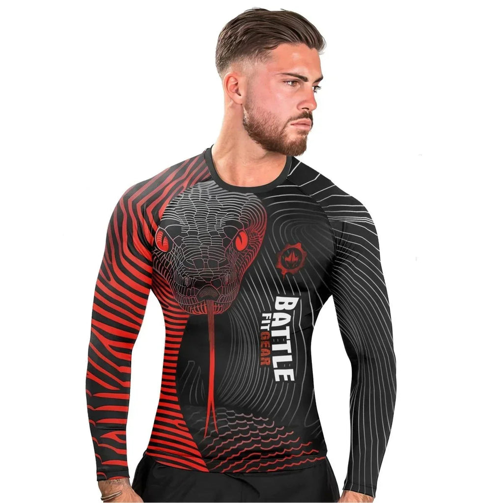 Red Eyes Snake Men's Long Sleeve Rash Guard