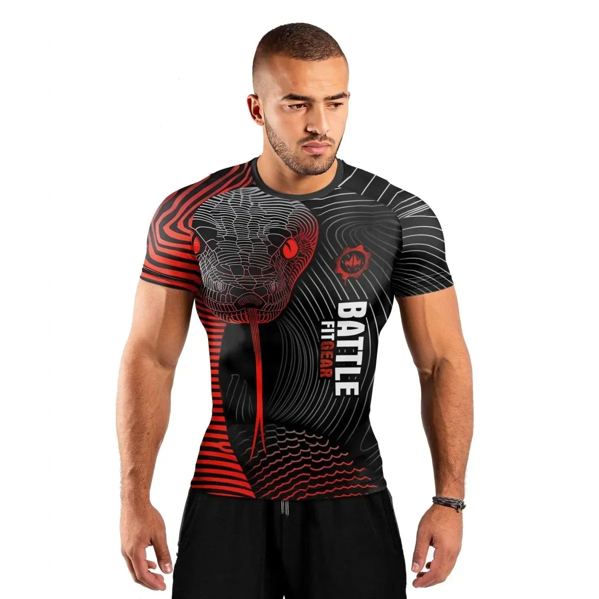 Red Eyes Snake Men's Short Sleeve Rash Guard