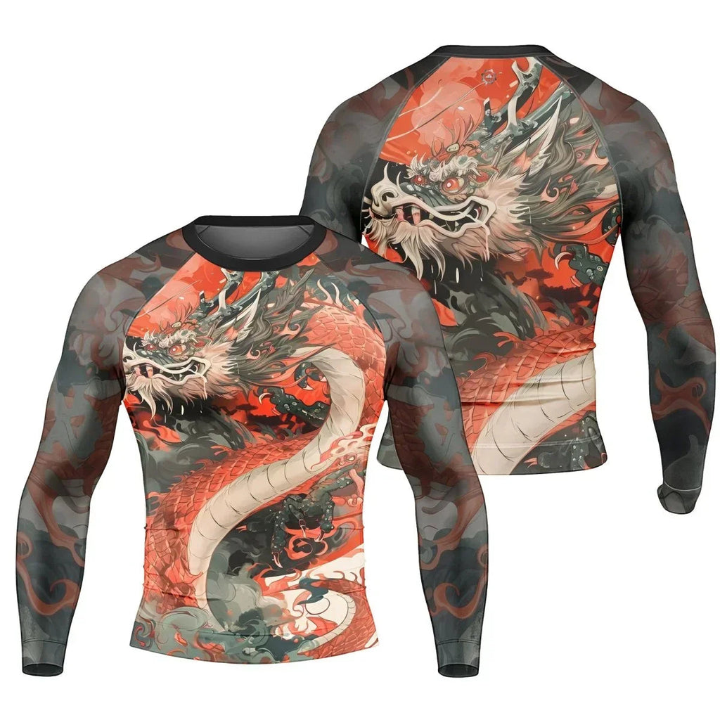 Rising Red Dragon Men's Long Sleeve Rash Guard