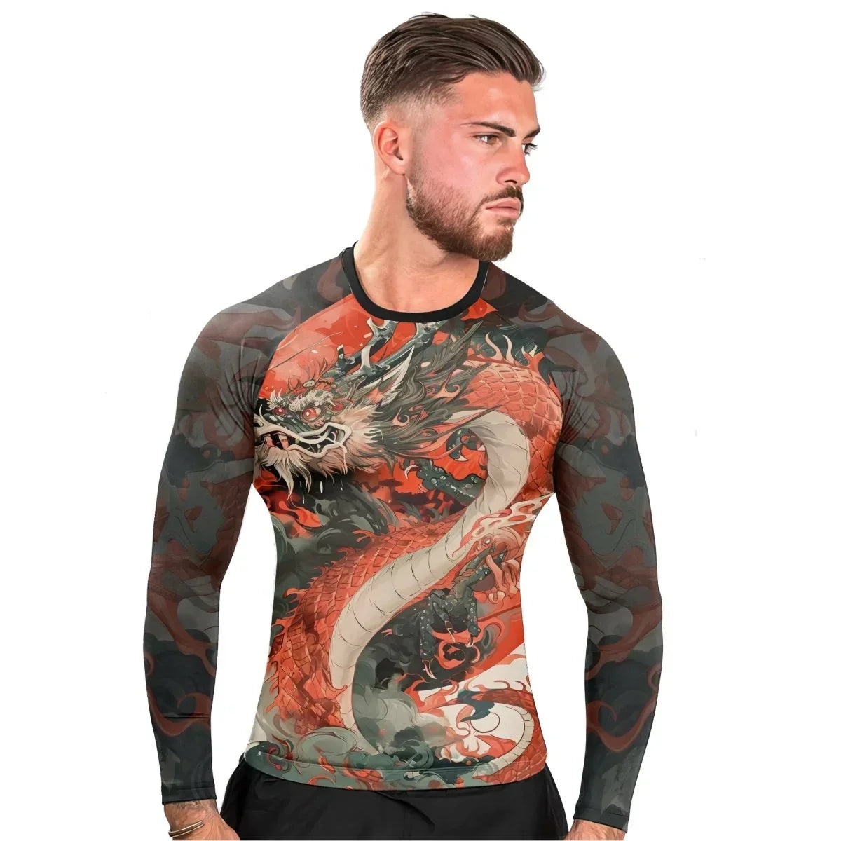 Rising Red Dragon Men's Long Sleeve Rash Guard