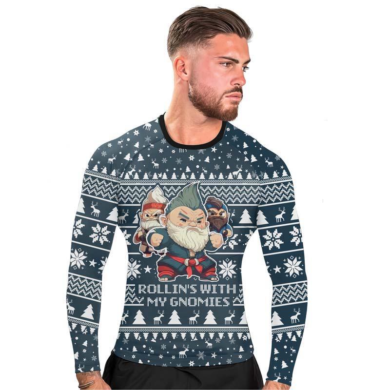 Rolling With Gnomies Men's Long Sleeve Rash Guard