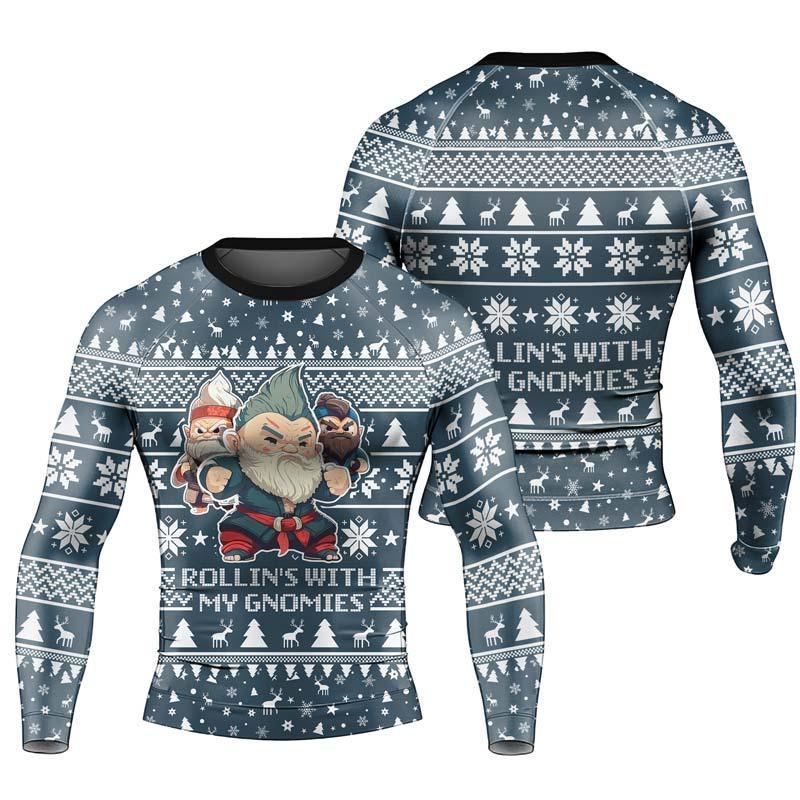 Rolling With Gnomies Men's Long Sleeve Rash Guard