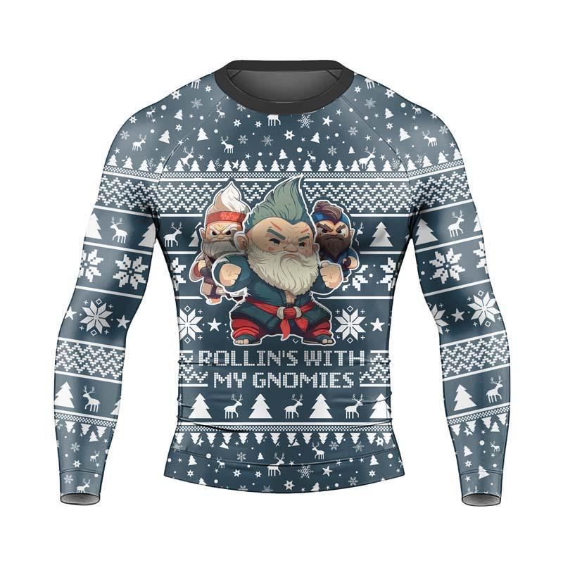 Rolling With Gnomies Men's Long Sleeve Rash Guard